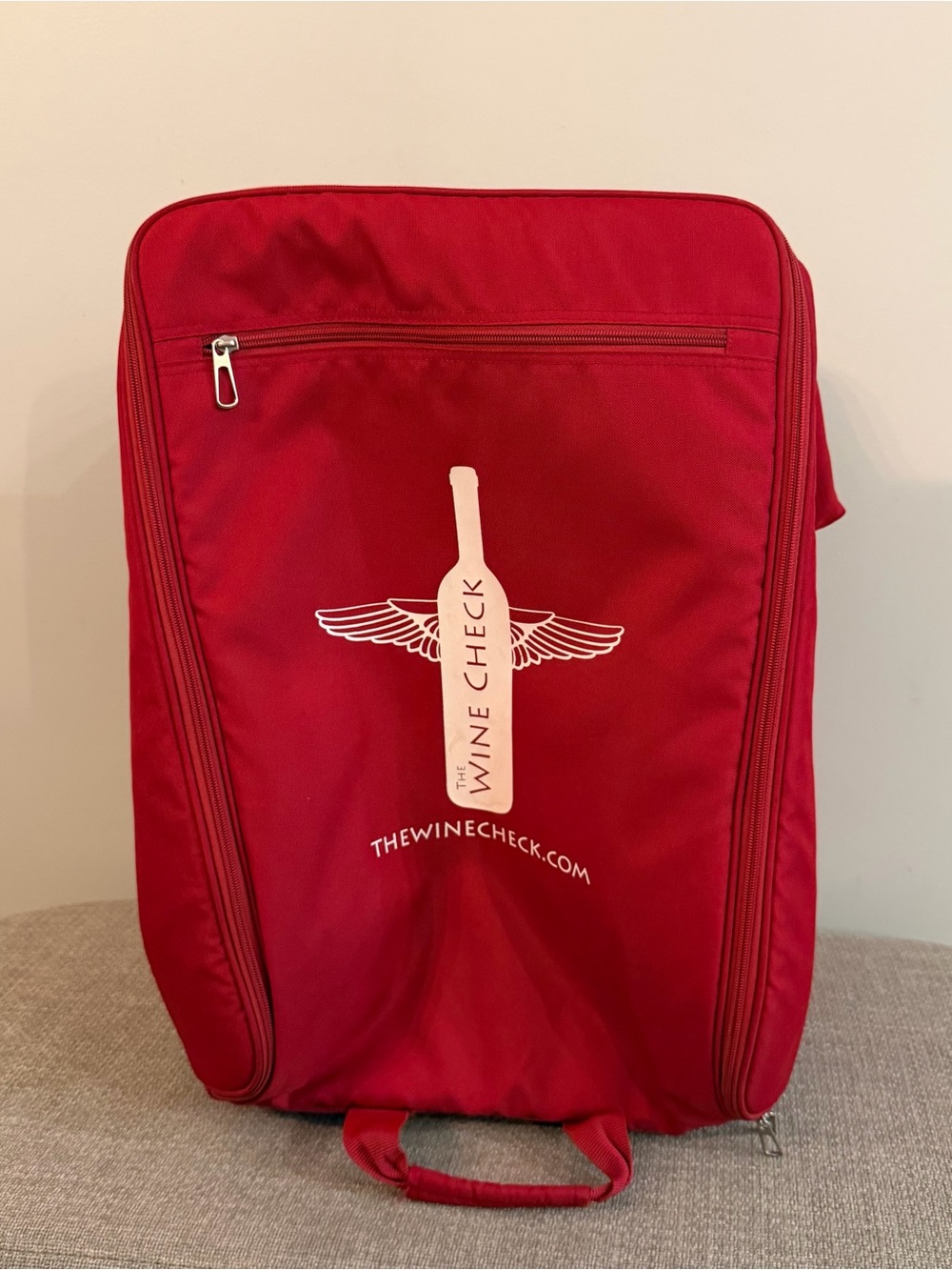 The Wine Check Rolling Wine Travel Bag Case 12 Bottle Luggage Red Carrier Tote